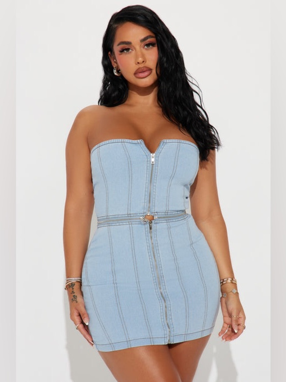Nyla Denim Multi-Wear Micro Mini Dress NWOT